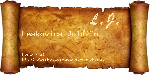 Leskovics Jolán névjegykártya