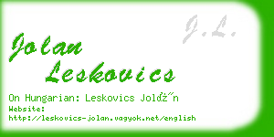 jolan leskovics business card